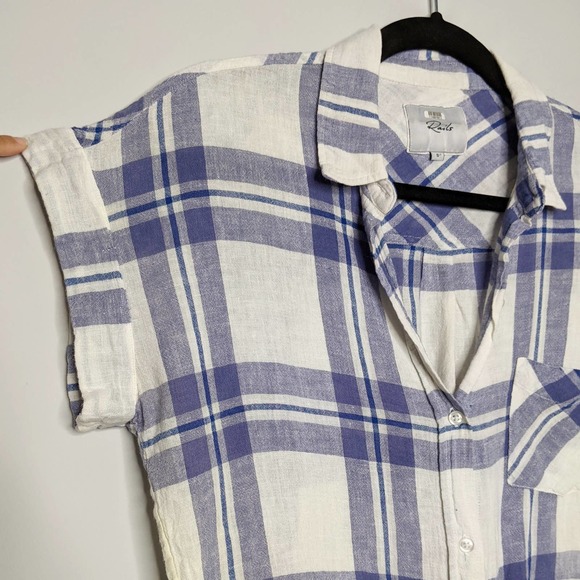 RAILS • Amelie Blue Plaid Tie Front Shirt Sz S - Picture 4 of 7